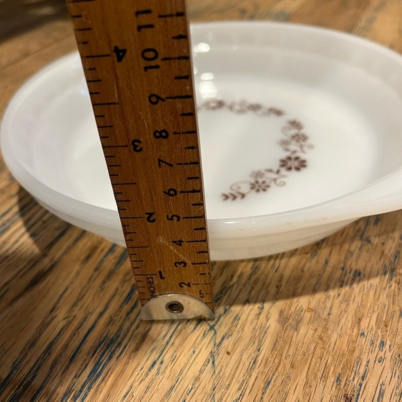 Vintage Pyr-O-Rey / Vintage Milk Glass Pie Plate - Brown Daisy - Picture 6 of 7